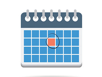 Animated drawing of calendar with a date coloured orange and circled