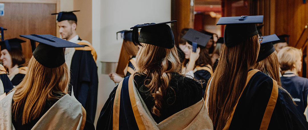 Students dressed for graduation