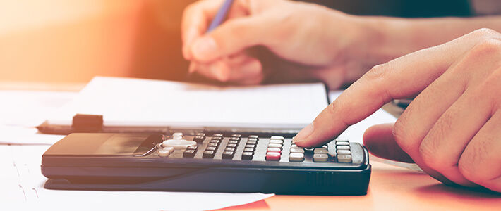 Student preparing financial evidence