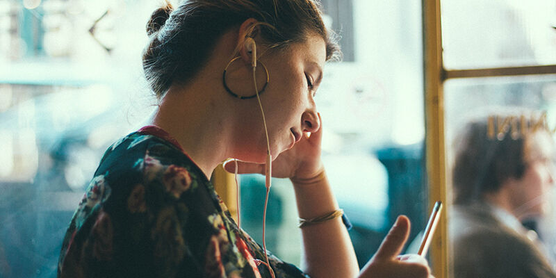 Woman wearing headphones