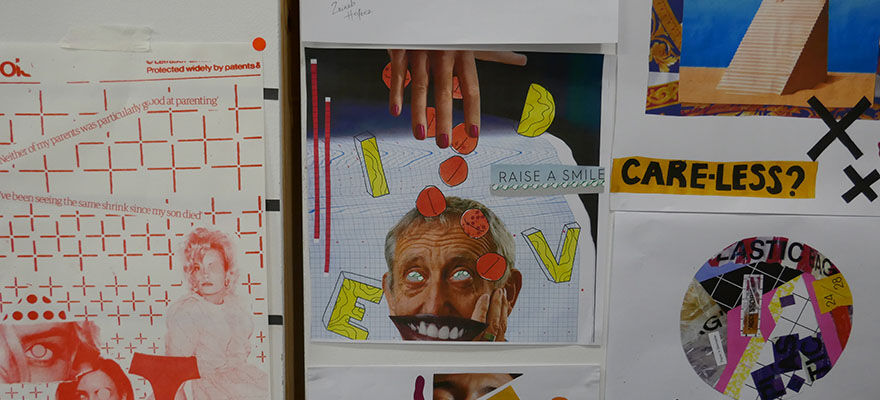 Students work on display, produced at Print Club