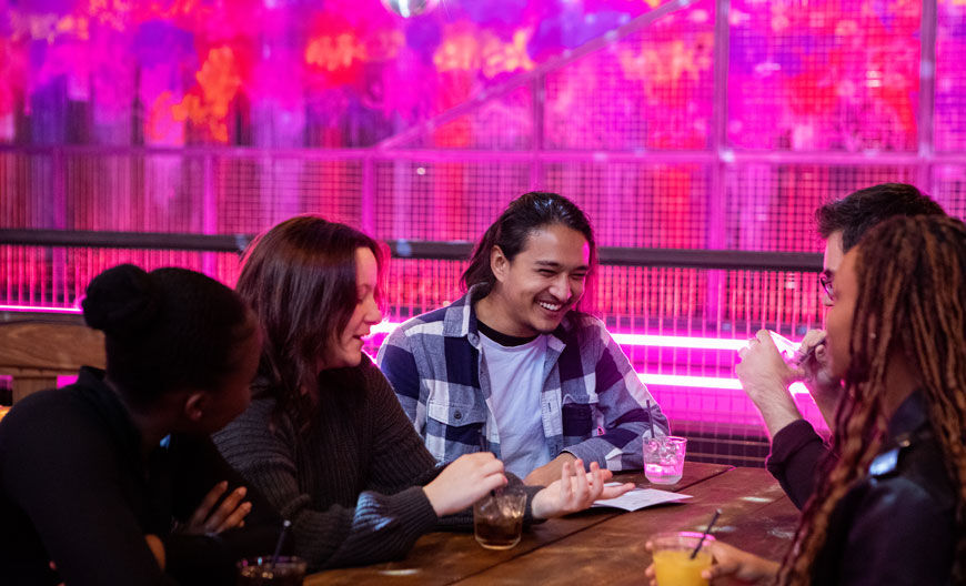 Students socialising at Lane 7 870x528 (VOD)