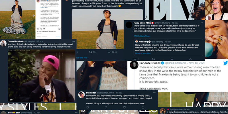 Collection of social media posts around gender fluid fashion